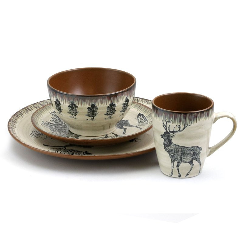 16-Piece Stoneware Dinnerware Set for 4 - Luxurious Design