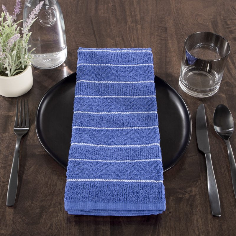 100% Cotton Kitchen Towels Set - Bright Chevron Pattern, 8 Pack