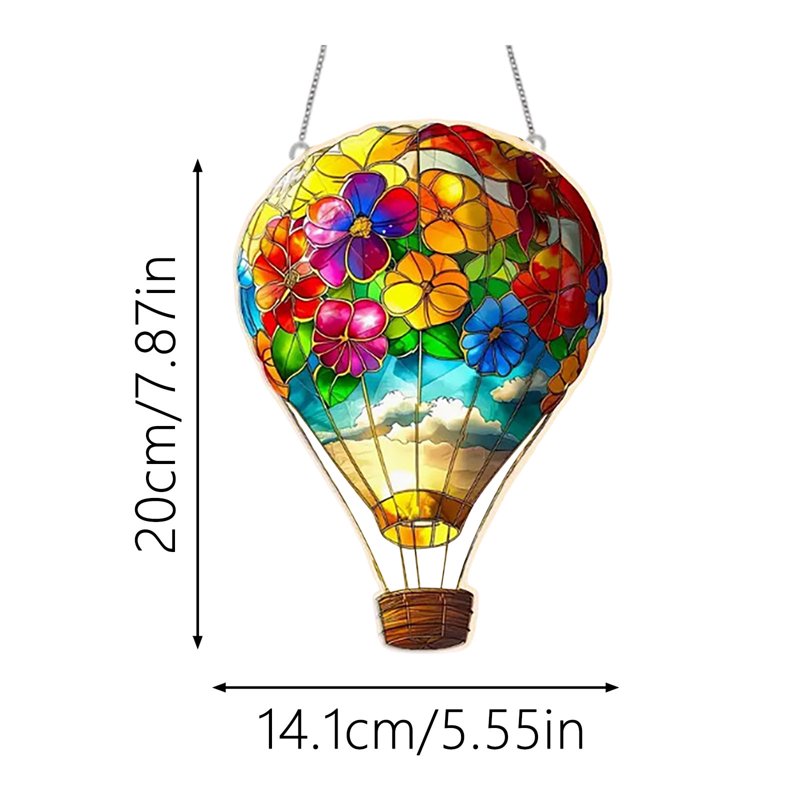 Hot Air Balloon Acrylic Ornament - Window, Garden & Patio Decor - Variation 045