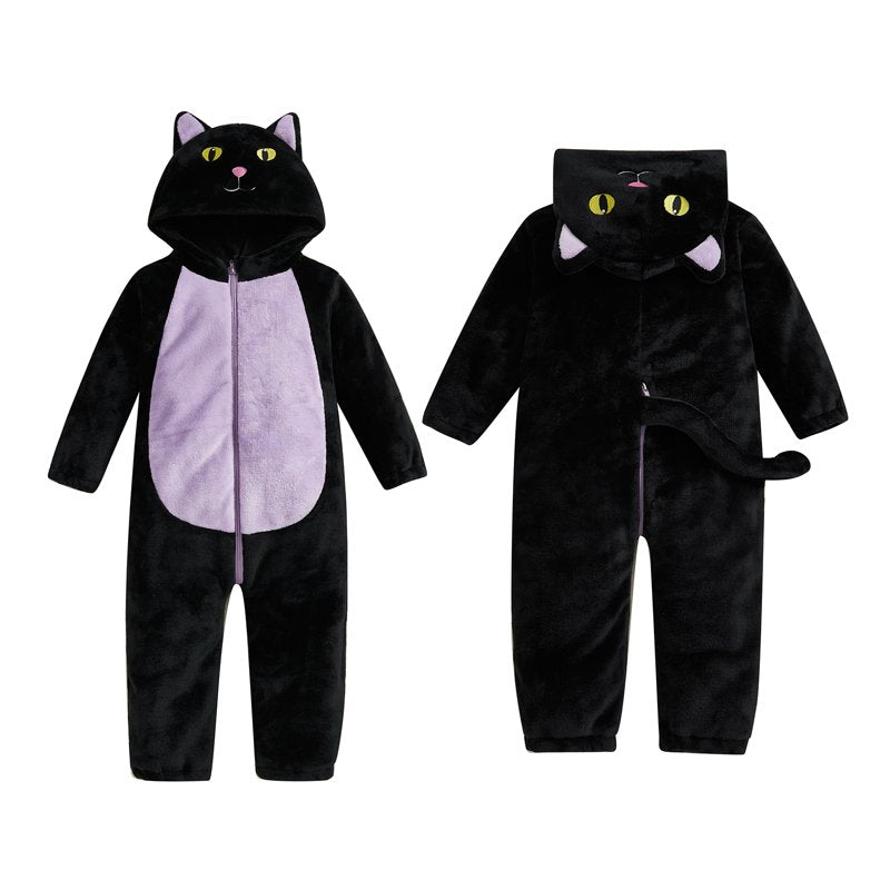 Toddler Cat Costume Jumpsuit for Kids Halloween & Fall Dress Up - Purple, 4-5 Years