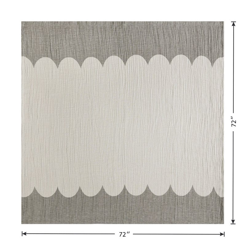 Charcoal Grey Shower Curtain - Gauze Cotton, Scalloped Edges, 72x72 Inches - Beautiful by Drew Barrymore