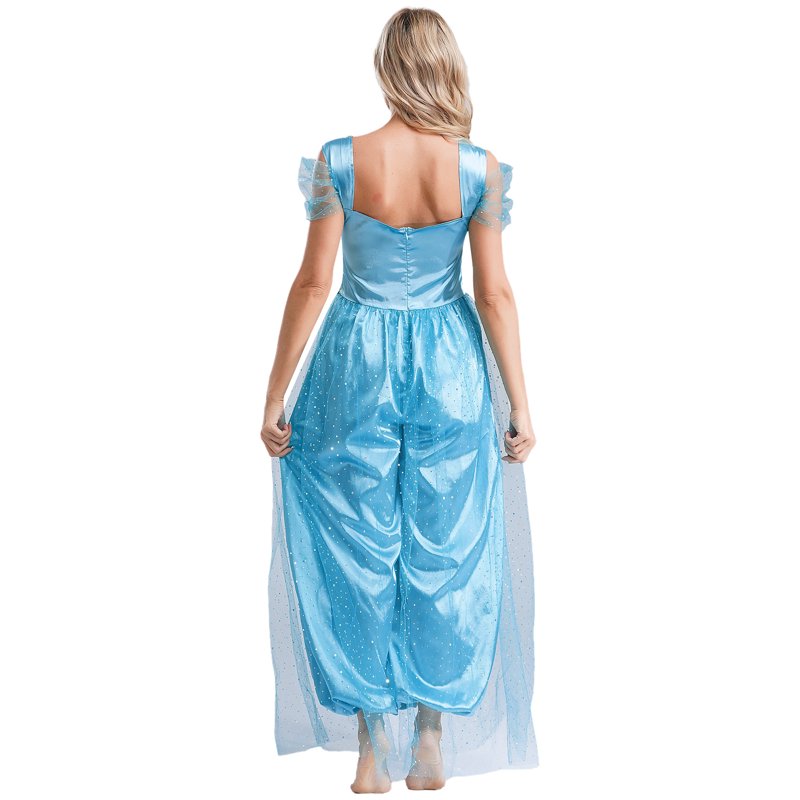 Sequin Belly Dance Jumpsuit for Women - Princess Romper Lake Blue 4XL