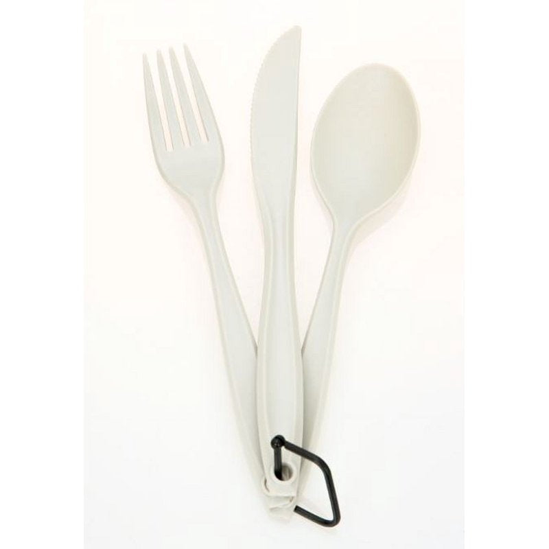 3-Piece Polystyrene Flatware Set - Spoon, Fork & Knife - Gray