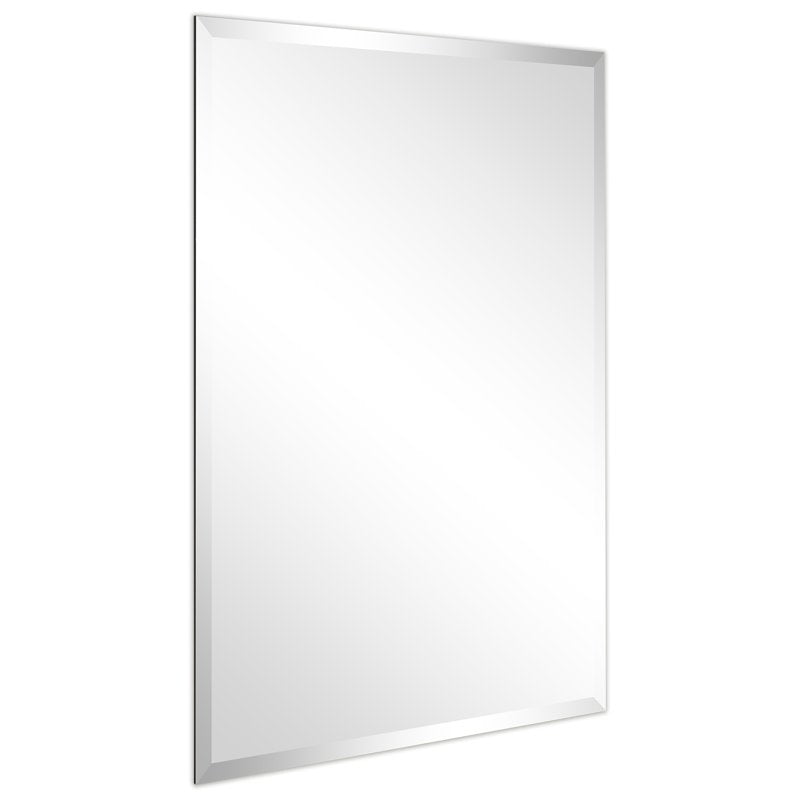 30 x 40 Inch Frameless Beveled Wall Mirror - Rectangular Glass Panel with Beveled Edges for Entryway or Bedroom - Variation of 30" x 40"