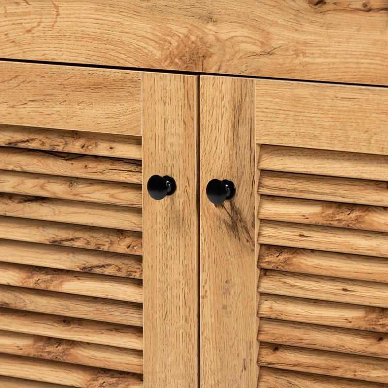 Modern Oak Brown Wood Buffet and Hutch Kitchen Cabinet