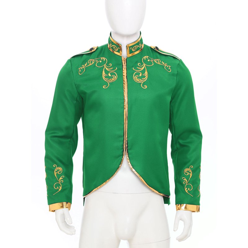Men's Medieval Prince Costume Coat - Green 3XL Royal Renaissance Embroidered