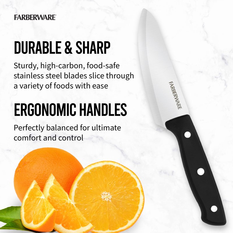 Classic Stainless Steel 6-Piece Knife Set with Black Handles - Variation 1