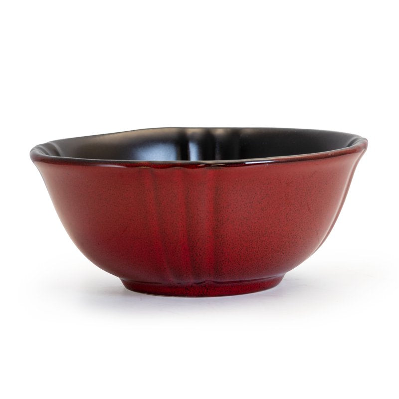 16-Piece Stoneware Dinnerware Set in Red - Unique Contemporary Design