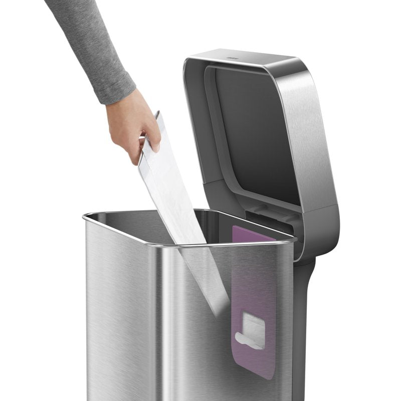Stainless Steel Step Trash Can - 11.8 Gallon with Soft Close Lid - Brushed Steel Lid