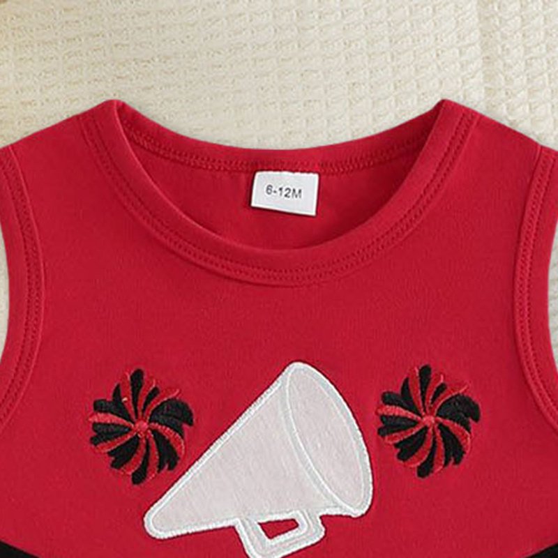 Toddler Girls Cheerleader Outfit Set - Shirt & Skirt for 3-4 Years - Red