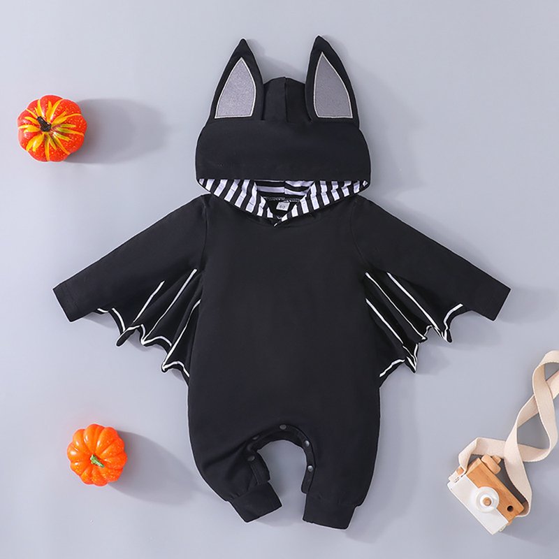 Baby Halloween Outfit Romper for 3-6 Months - Black Bat Costume