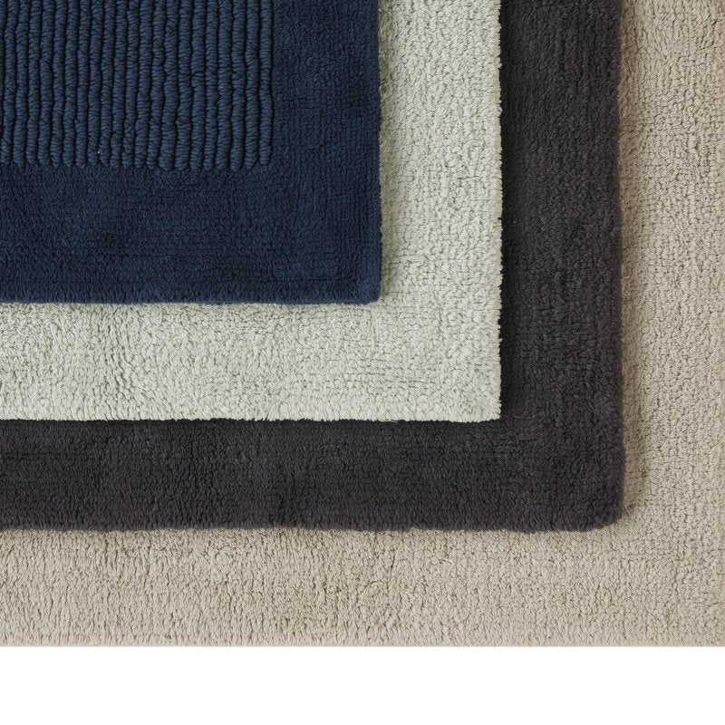 Reversible Silver Egyptian Cotton Bath Rug Set - 2 Pieces, 17x24 Inches