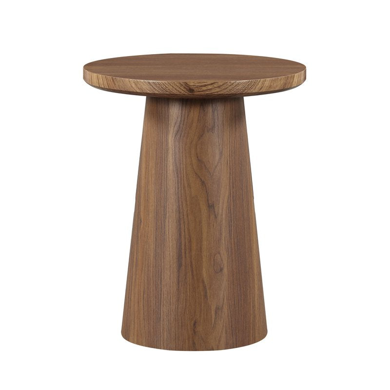 Ashby Pedestal End Table - Compact Walnut Finish