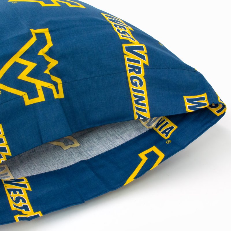 West Virginia Mountaineers King Pillowcase Pair - 20x40 Inches, Team Colors