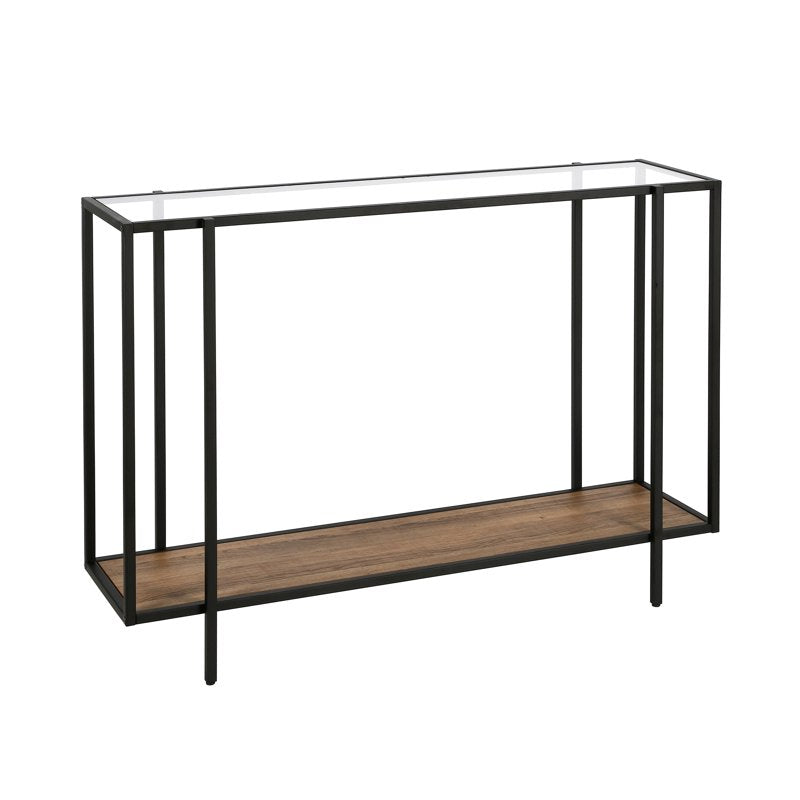 42" Wide Rectangular Console Table with MDF Shelf - Blackened Bronze & Oak