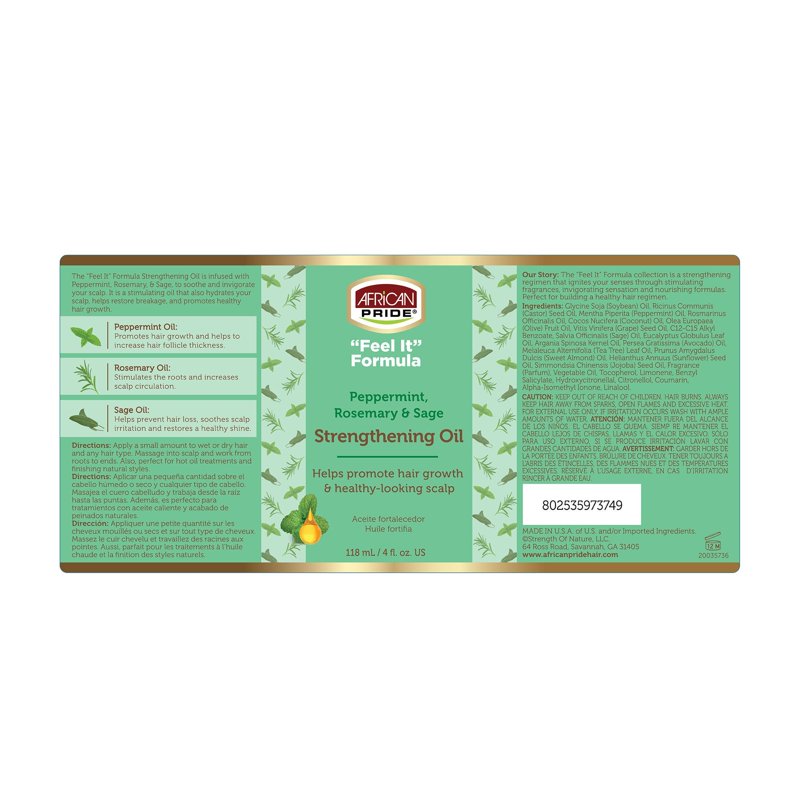 Strengthening Hair Oil with Peppermint & Rosemary - 4 oz