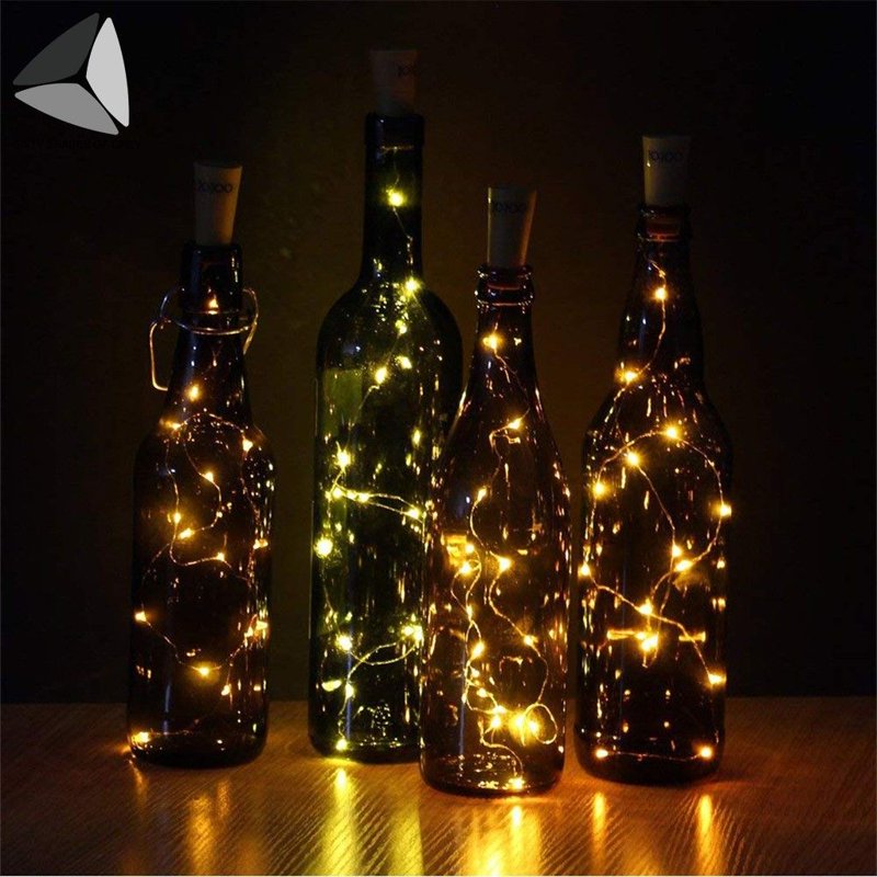 Wine Bottle Cork Lights with 15 LEDs - Warm White, 2.46ft String, Battery Operated