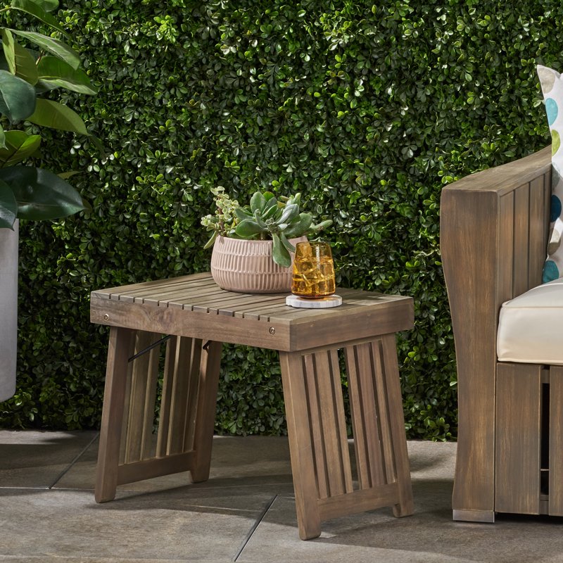 Outdoor Folding Side Table with Slat Design - Multiple Colors