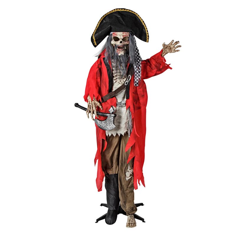 6 Ft. Animated Pirate Skeleton Halloween Decoration with Lights