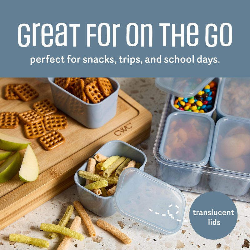 8-Compartment Snack Box with Lids & Handle - Blue