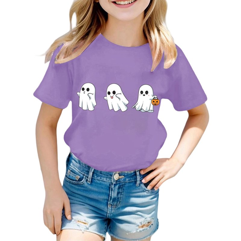 WeeBloom Halloween T-Shirt for Kids Boys & Girls - Purple, 6-7 Years