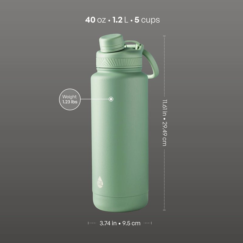 40 oz Insulated Stainless Steel Water Bottle - Sage Green