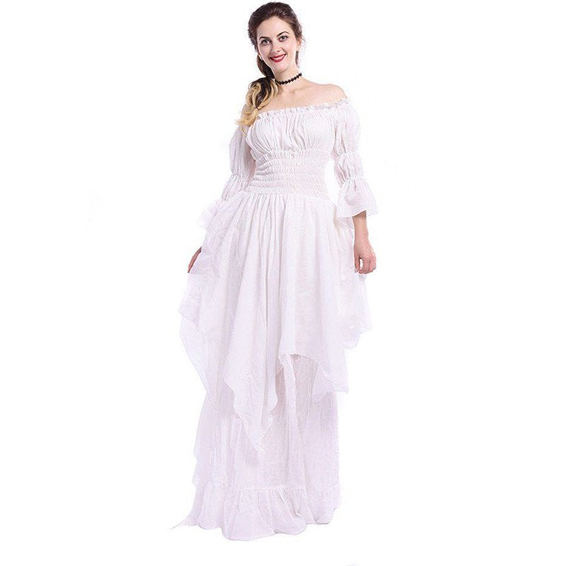 Victorian Renaissance Costume Dress for Women - White, XXXL