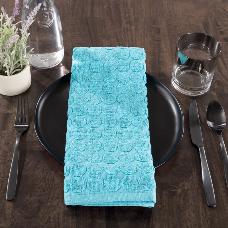 100% Cotton Kitchen Towels Set - Modern Circle Pattern, 8 Pack