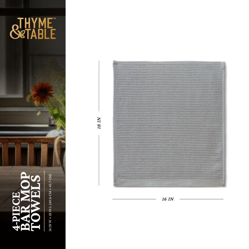 Bar Mop Kitchen Towels, Gray, 4 Pack Set - Single