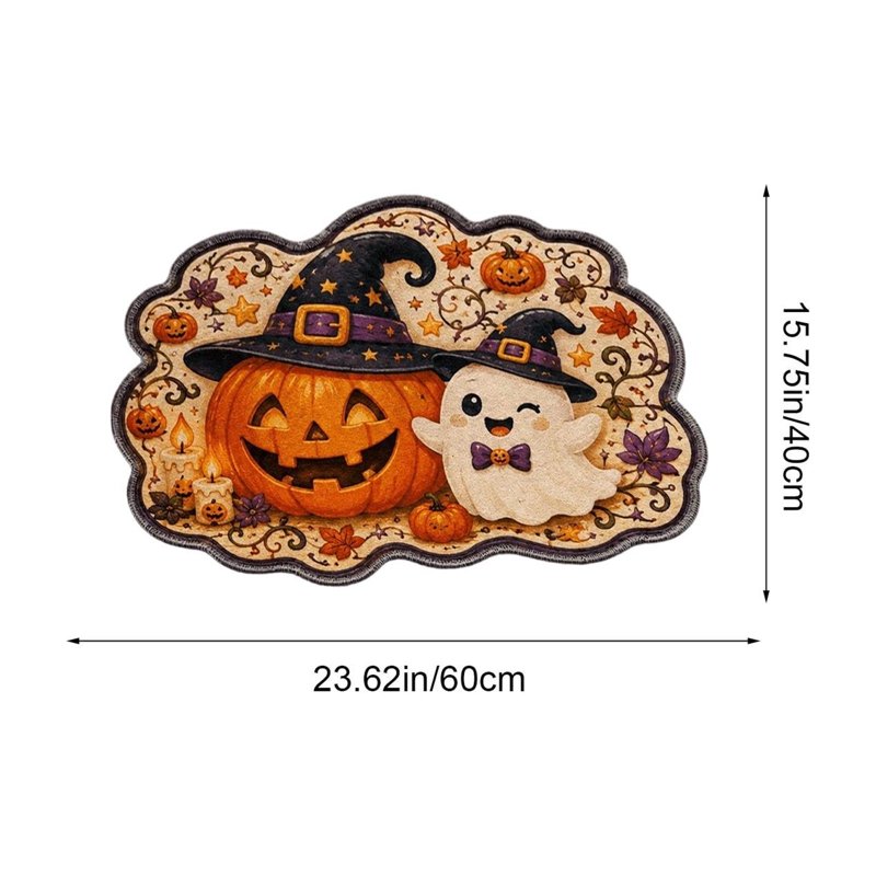 Halloween Ghost and Pumpkin Doormat - Fall Entryway Rug with Grip - Variation of THIS listing
