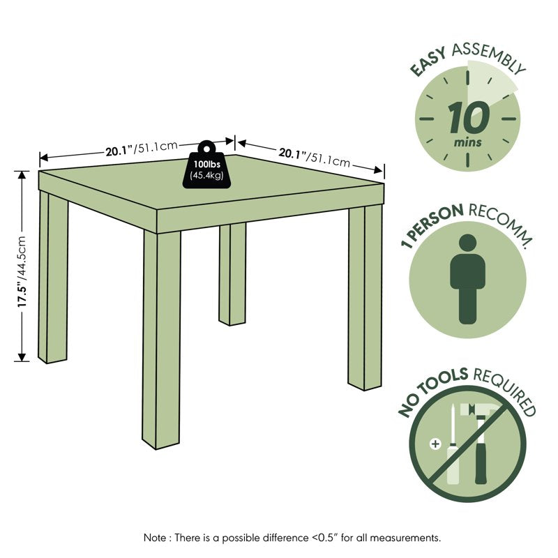 Compact Square Coffee Table - Minimalist Design for Small Spaces