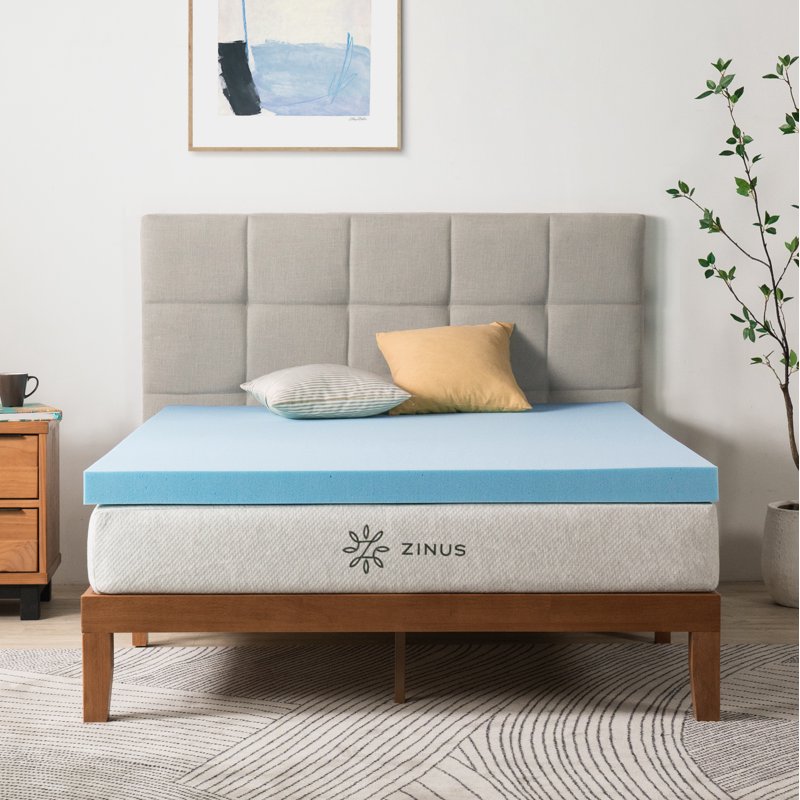 Cooling Gel Memory Foam Mattress Topper Twin XL - Green Tea & Active Charcoal