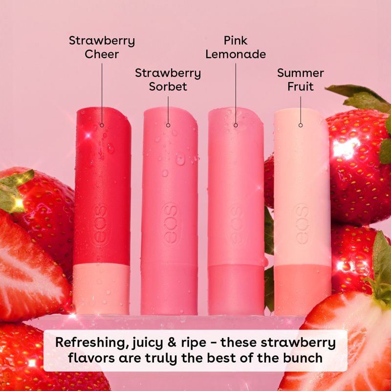 Strawberry Flavored Lip Balm Variety Pack - 4 Piece Moisturizing Set