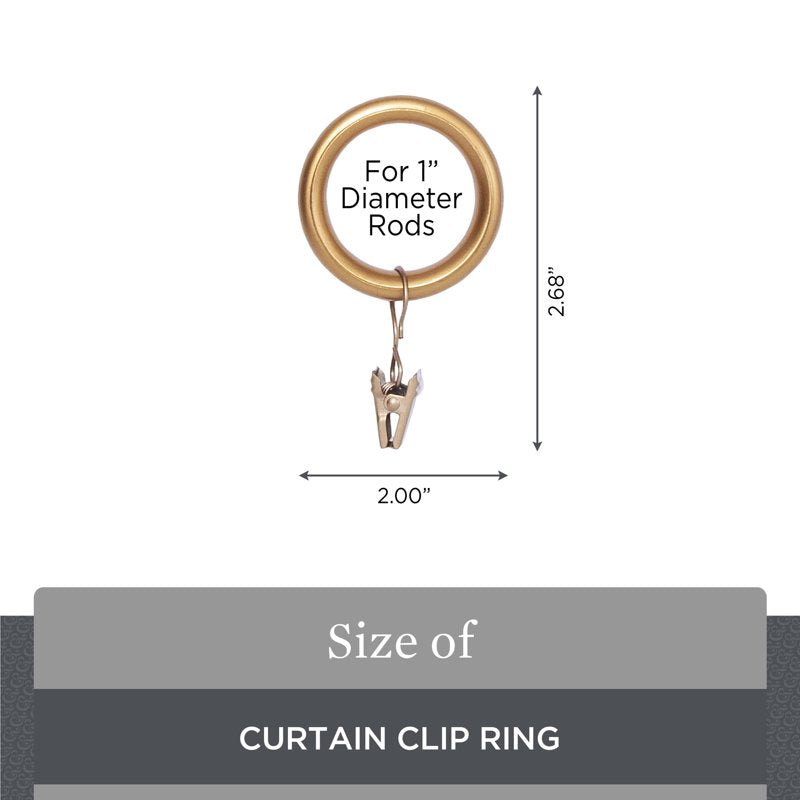 Gold Metal Curtain Clip Rings Set of 7 for 1-Inch Rods