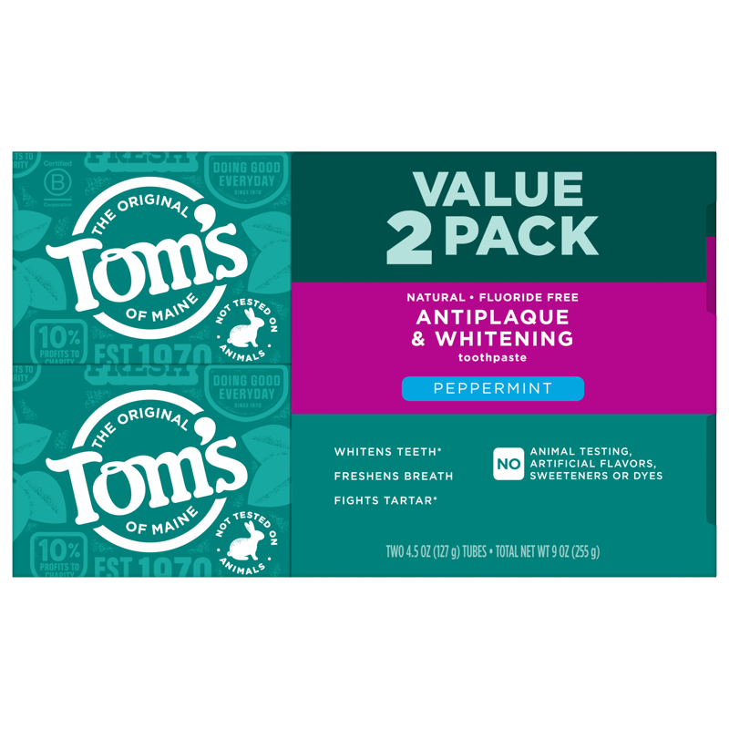 Fluoride Free Antiplaque Whitening Toothpaste - Peppermint