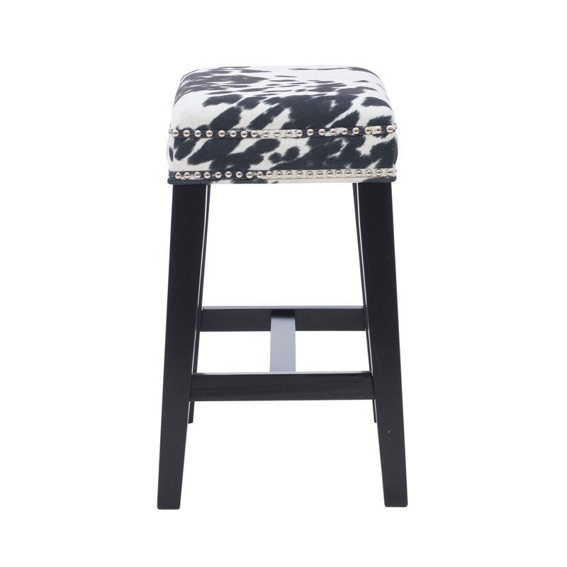 24" Backless Wood Counter Stool - Black Cow Print