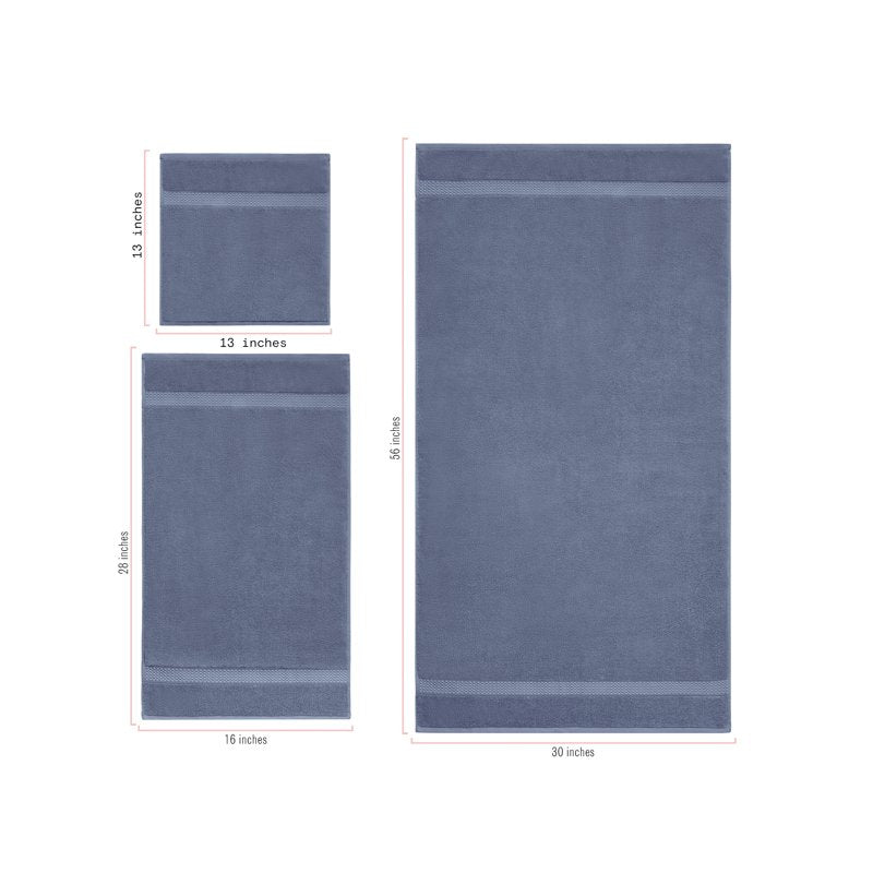 Dobby Bath Towel - Smokey Blue Solid Print, 100% Cotton, 56x30 Inches - Beautiful by Drew Barrymore