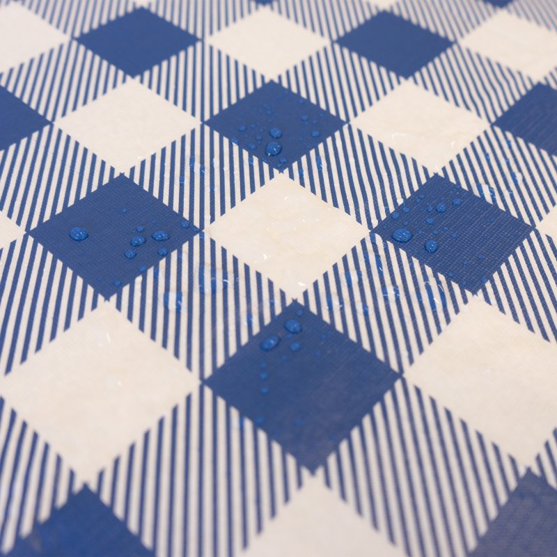 Rectangular Elastic Fitted Table Cover - Waterproof Vinyl, 6Ft, Gingham Blue, 2 Pack