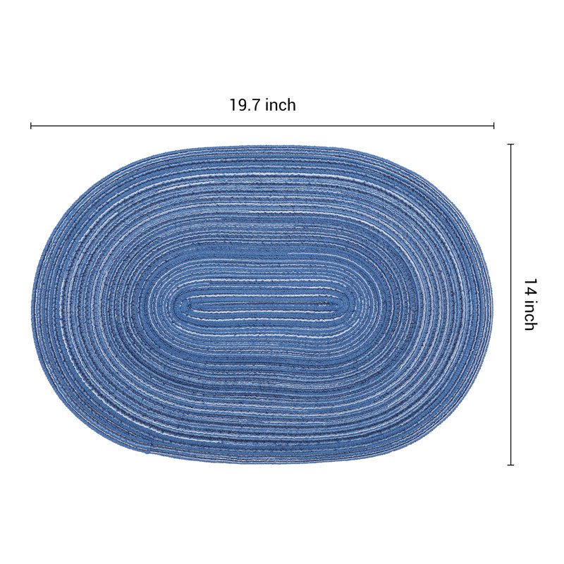 Oval Placemats for Dining Table - 6 Pack, Blue 19.7" x 14"