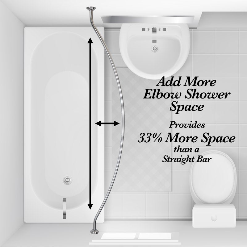 Adjustable Curved Shower Curtain Rod - Chrome Finish, 44 to 72 Inches