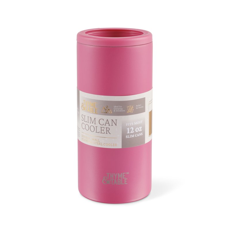 12oz Stainless Steel Slim Can Holder - Pink