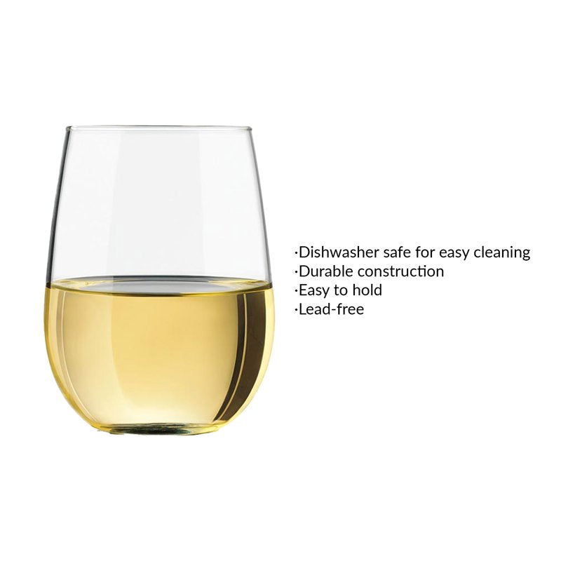 17oz Stemless Wine Glasses Set of 12 - Modern Drinkware