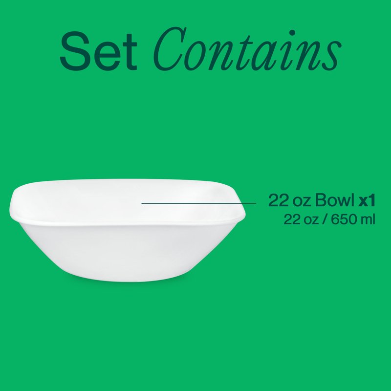 Square Soup Bowl Set - 22 oz, Pure White - 2 Pack