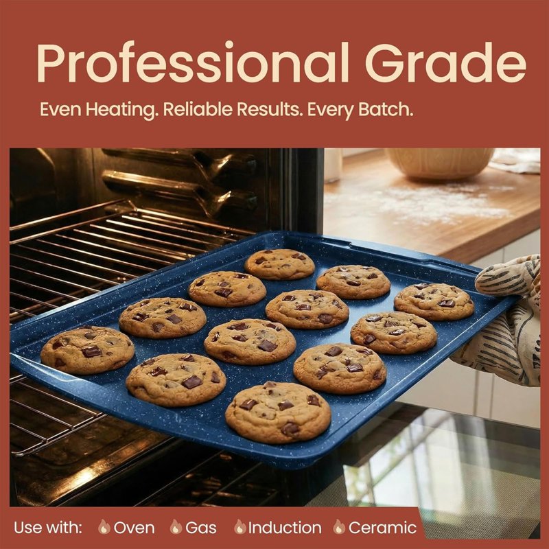 Nonstick Baking Pan Set - Blue Marble Coating, 6 Piece