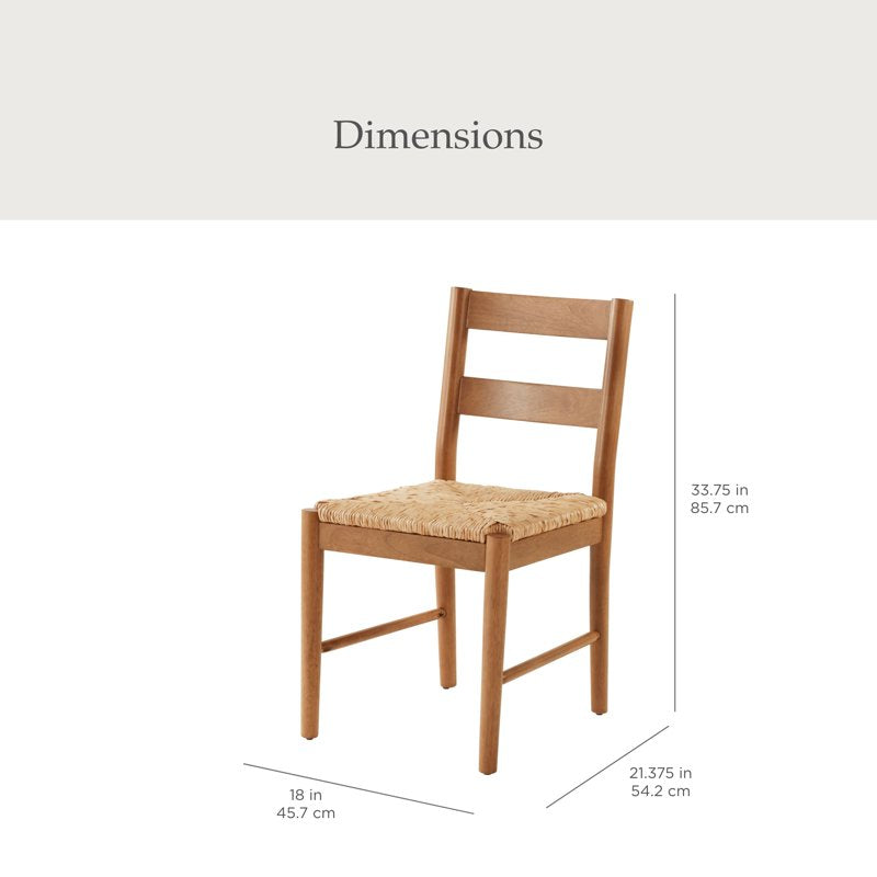 Laurel Seagrass Dining Chairs Set of 2 - Solid Wood, Ergonomic Support