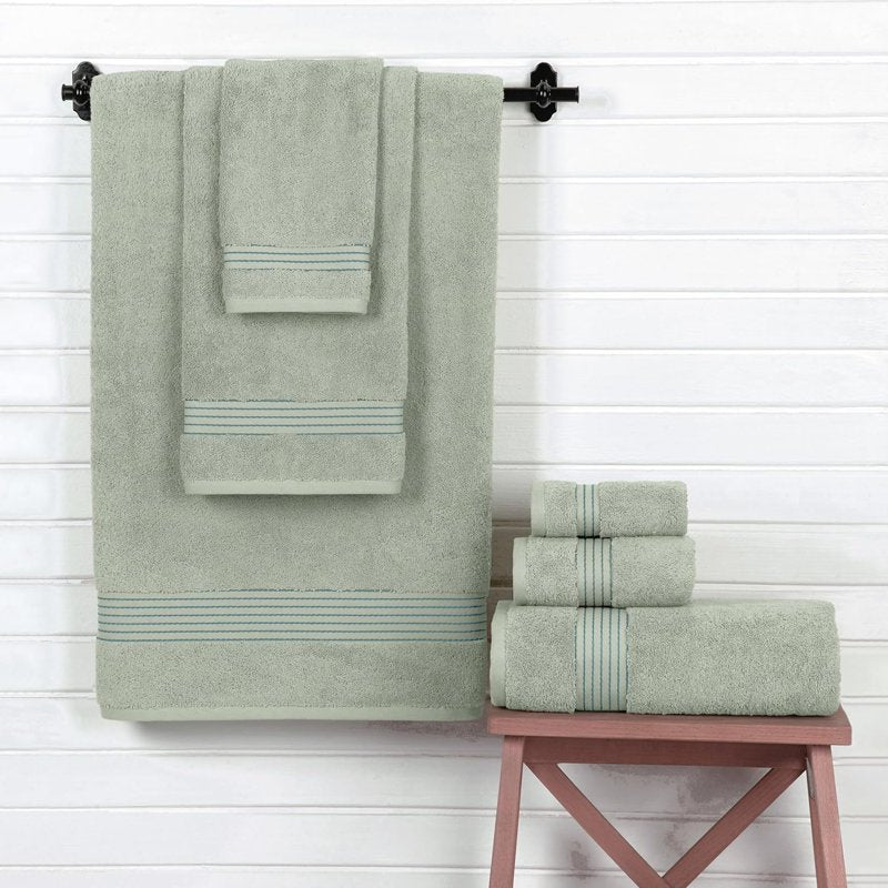Mint Green Cotton Towel Set - 6-Piece Luxury Bathroom Towels