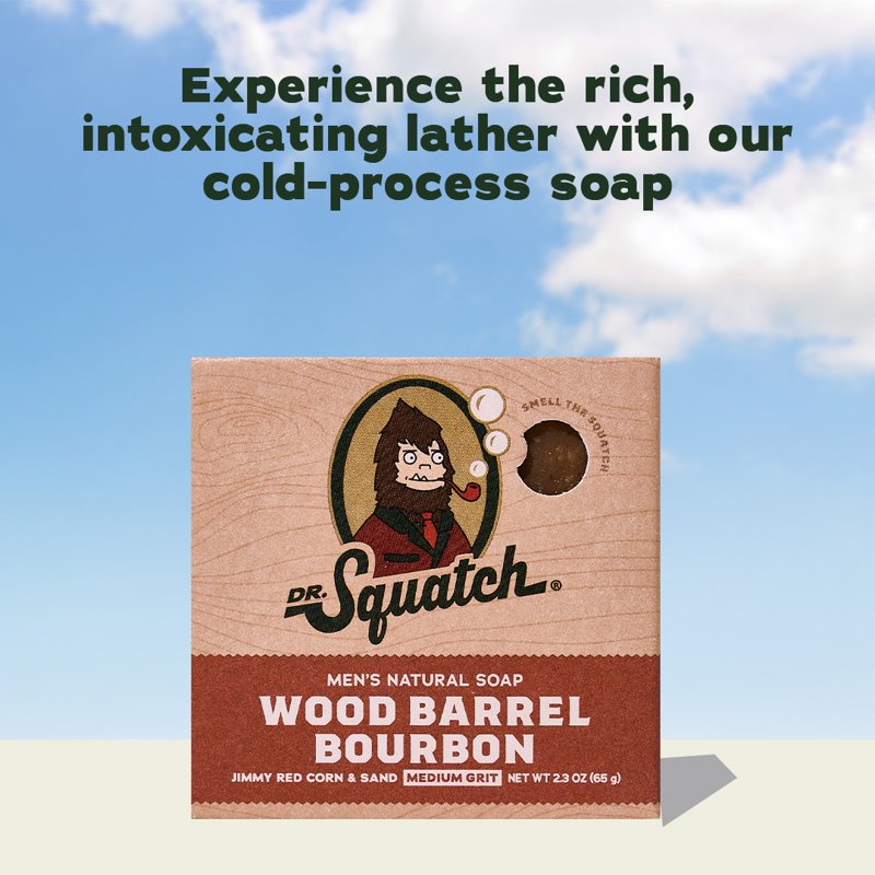 Natural Bar Soap for Men - Wood Barrel Bourbon Scented Travel Size 2.3 oz