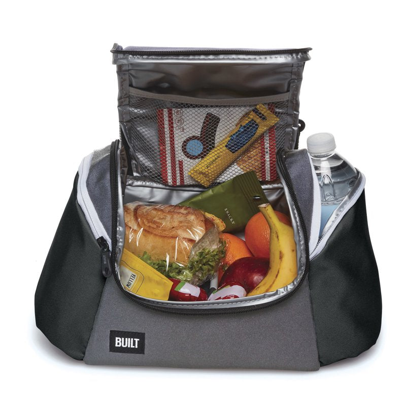 Insulated Lunch Bag with Triple Compartment - Gray