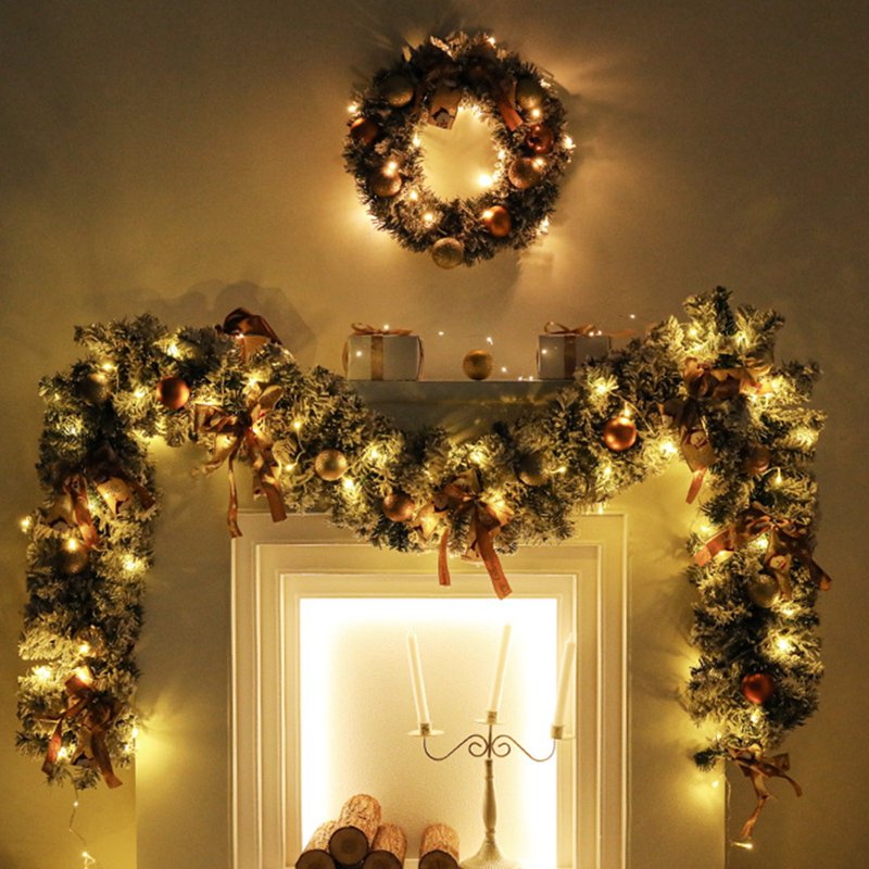 Christmas Wreath with Lights - 11.8 Inch Orange Holiday Door Decor - Variation 4A