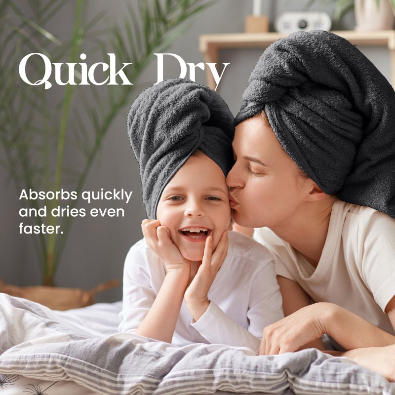 Utica 6-Piece Cotton Towel Set - Midnight Black, Soft & Absorbent